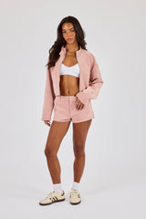 Suede Biker Jacket & Micro Short - Dusty Pink