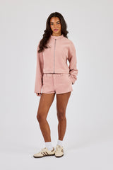 Wildleder-Mikroshorts – Altrosa