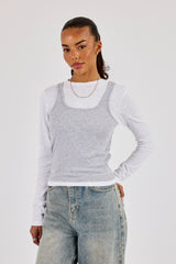 Double Layer Long Sleeve Top - Grey
