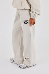 Wide Leg Moto Embroidered Jogger - Ash Grey