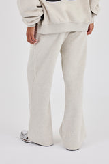 Wide Leg Moto Embroidered Jogger - Ash Grey
