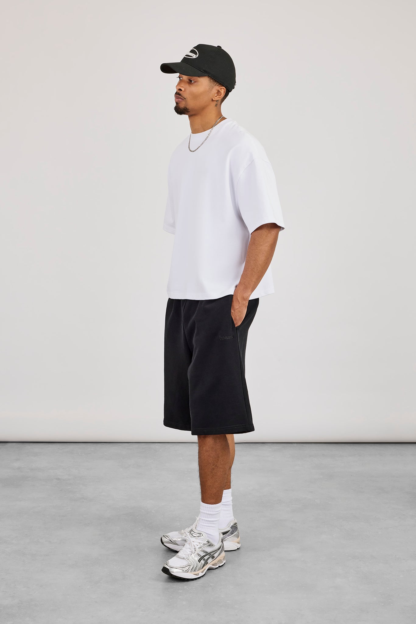 Embroidered Jersey Jort - Black