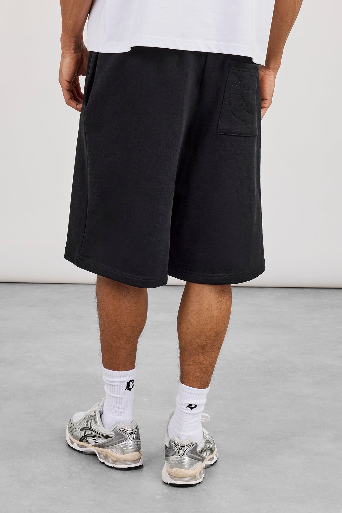 Embroidered Jersey Jort - Black