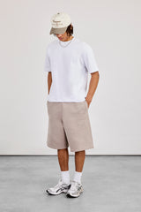 Embroidered Jersey Jort - Stone