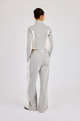 Soft Touch Panelled Fitted Funnel Neck & Panelled Jogger - Grey