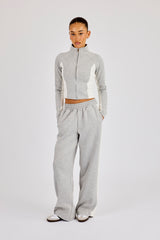 Soft Touch Panelled Fitted Funnel Neck & Panelled Jogger - Grey