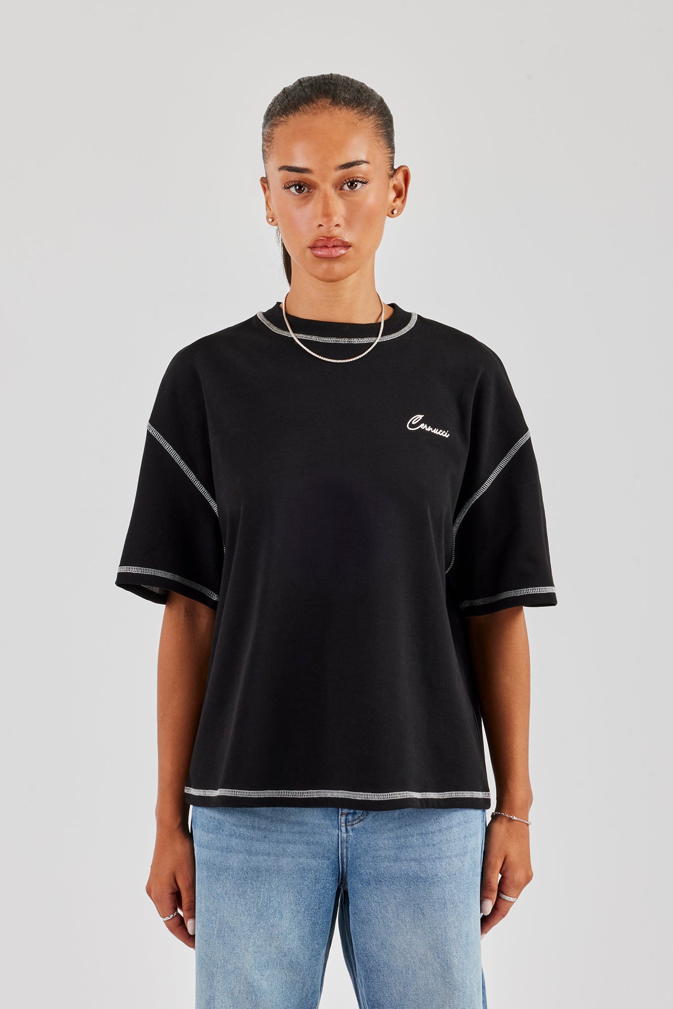 Cernucci Italia Oversized T-Shirt - Black | Womens Tees & Vests
