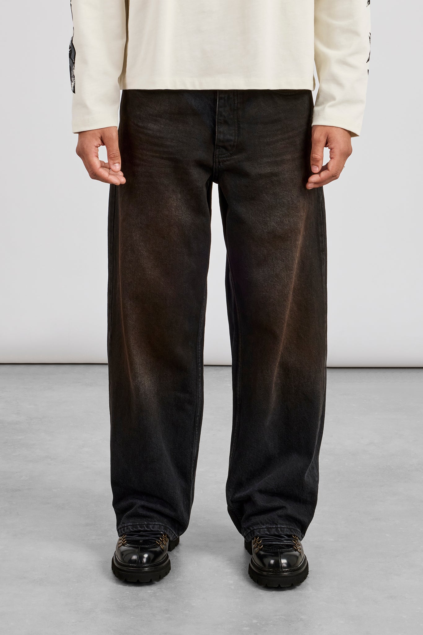 Baggy Fit Dirty Wash Jeans - Black | Mens Denim | Shop Denim Jeans