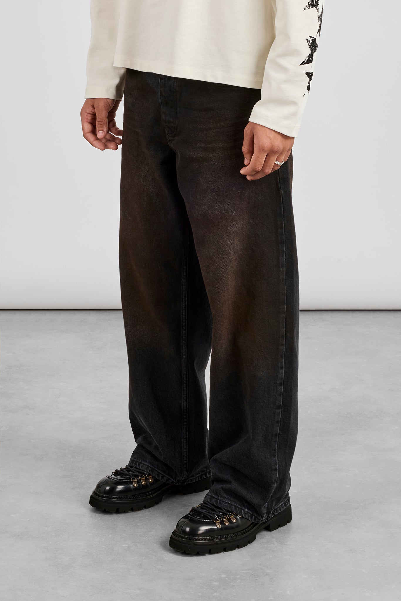 Baggy Fit Dirty Wash Jeans - Black | Mens Denim | Shop Denim Jeans