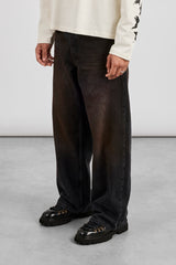 Baggy Fit Dirty Wash Jeans - Black