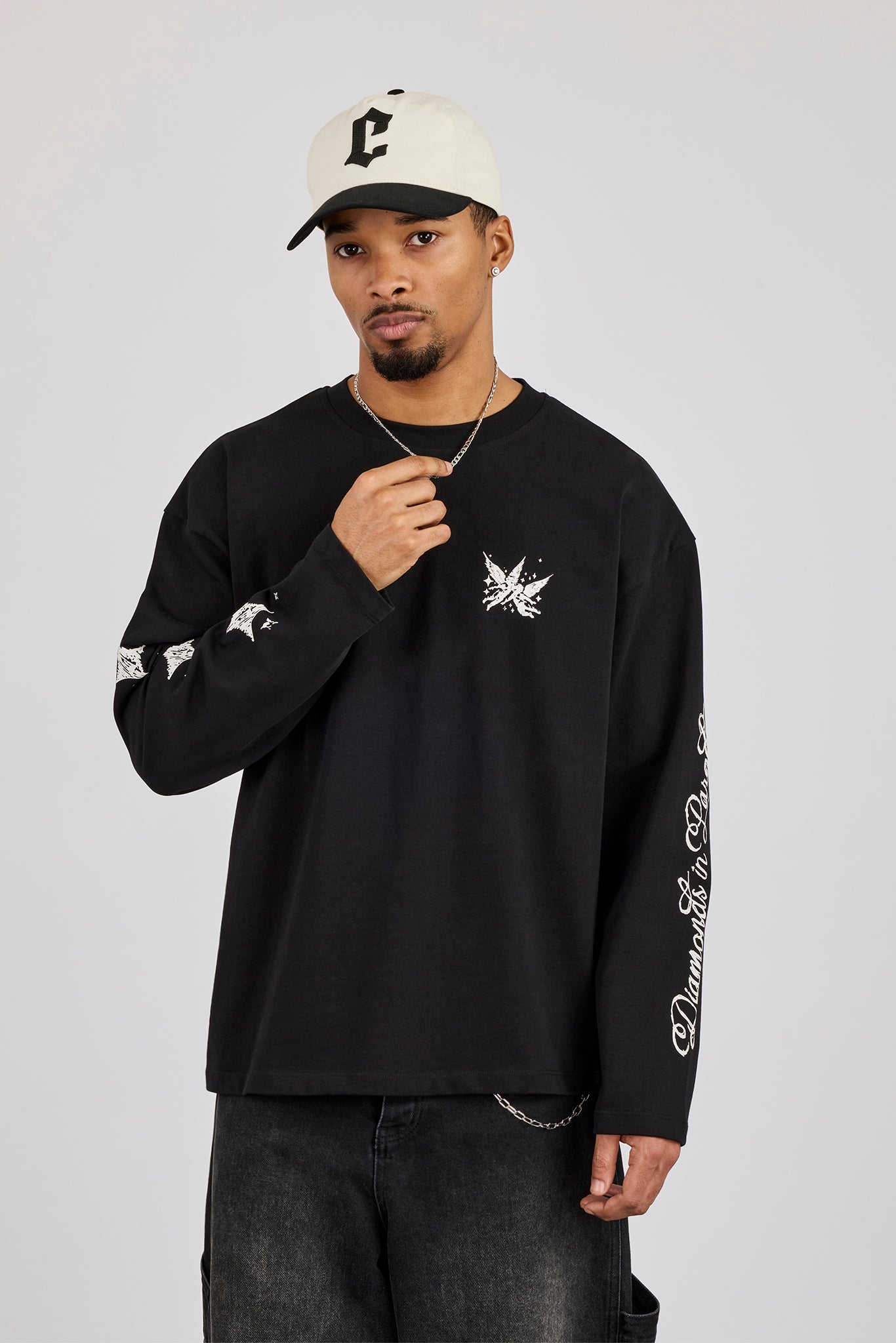 Long Sleeve Diamonds In Paradise T-Shirt - Black