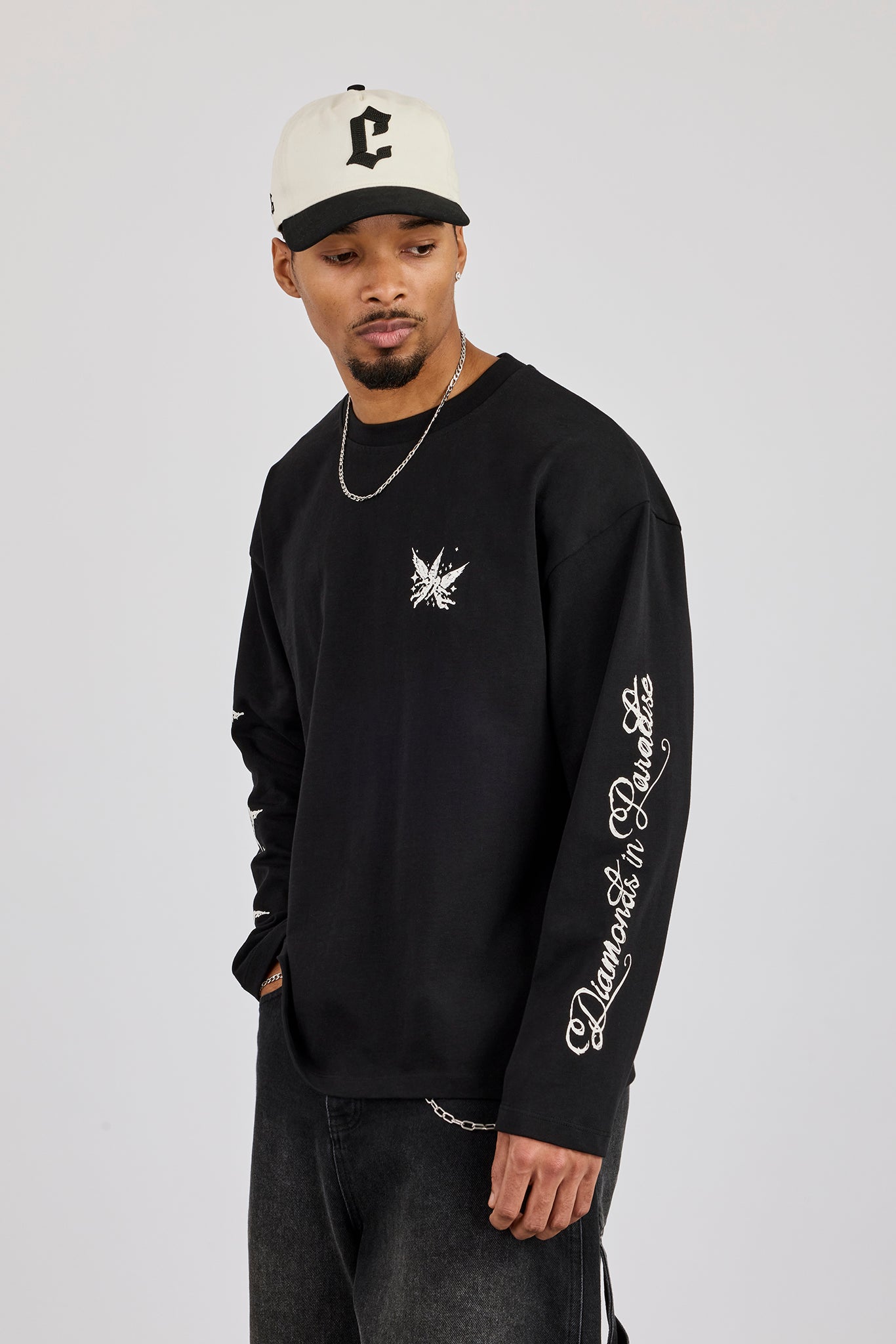 Long Sleeve Diamonds In Paradise T-Shirt - Black