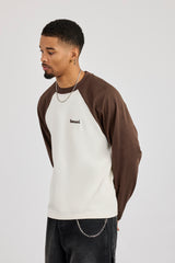 Long Sleeve Contrast Raglan T-Shirt - Off White