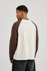 Long Sleeve Contrast Raglan T-Shirt - Off White