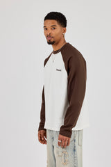 Long Sleeve Contrast Raglan T-Shirt - Off White