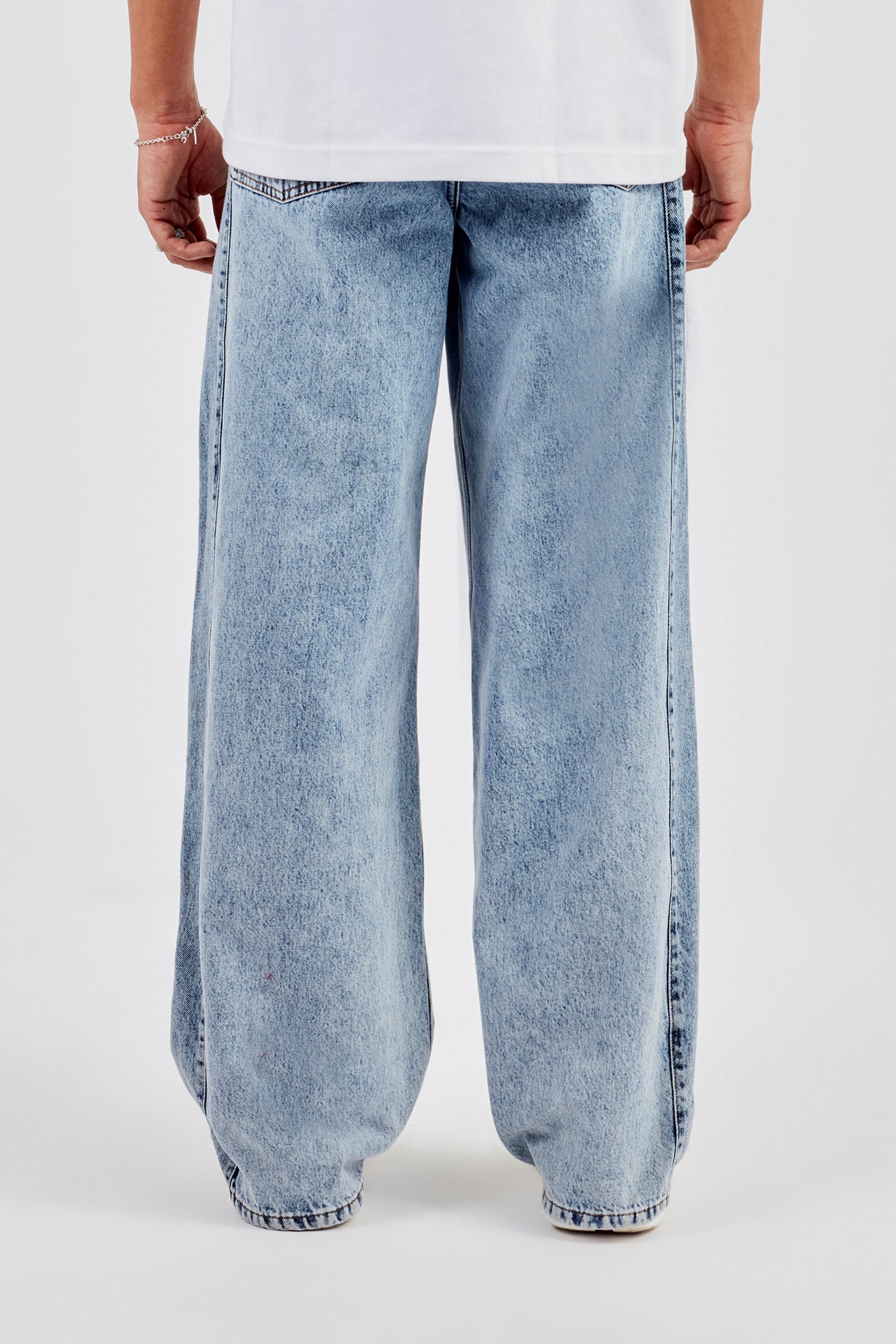 Panelled Baggy Jean - Light Blue