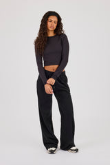 Peached Long Sleeve Top - Black