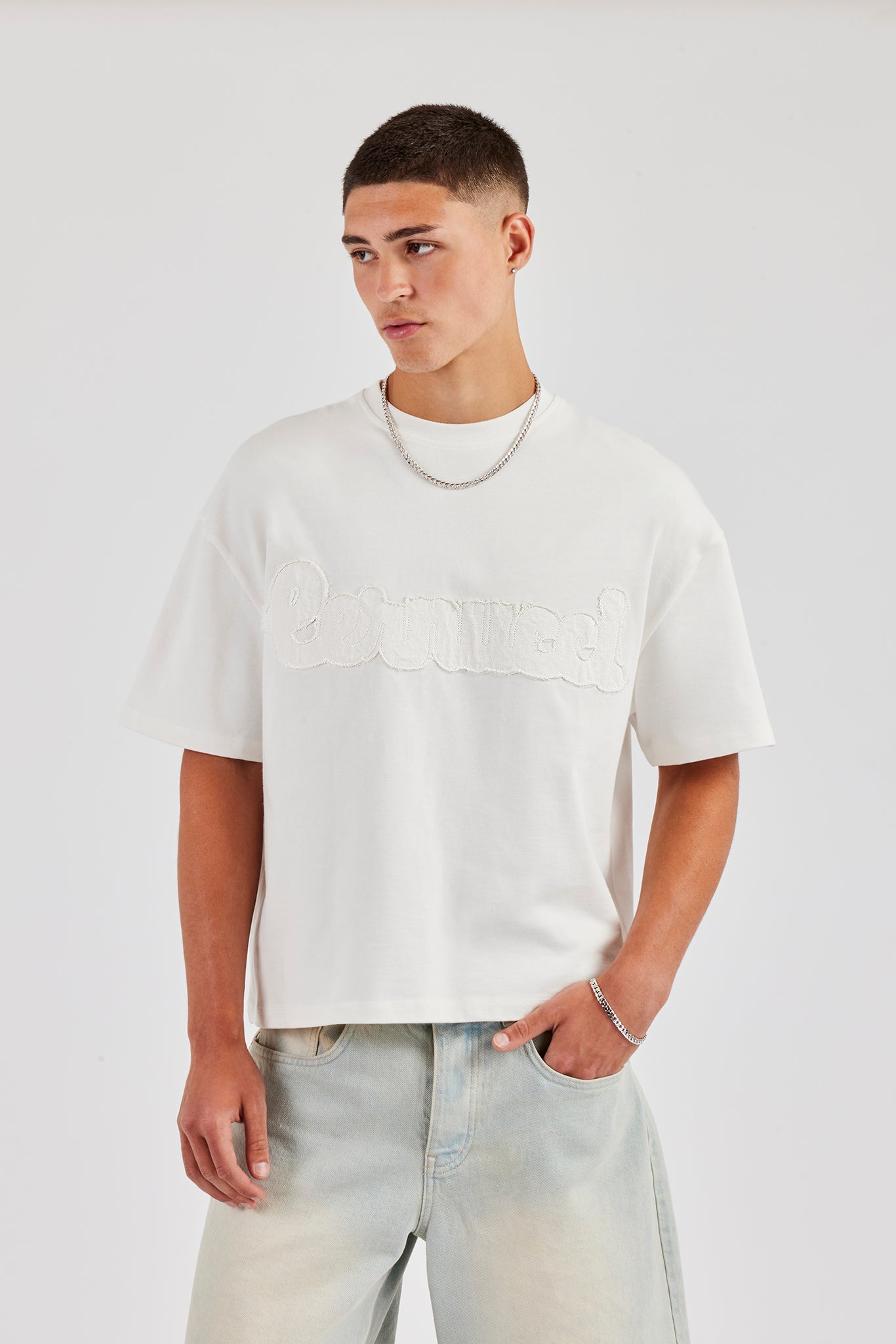 Boxy Applique Logo T-Shirt - White