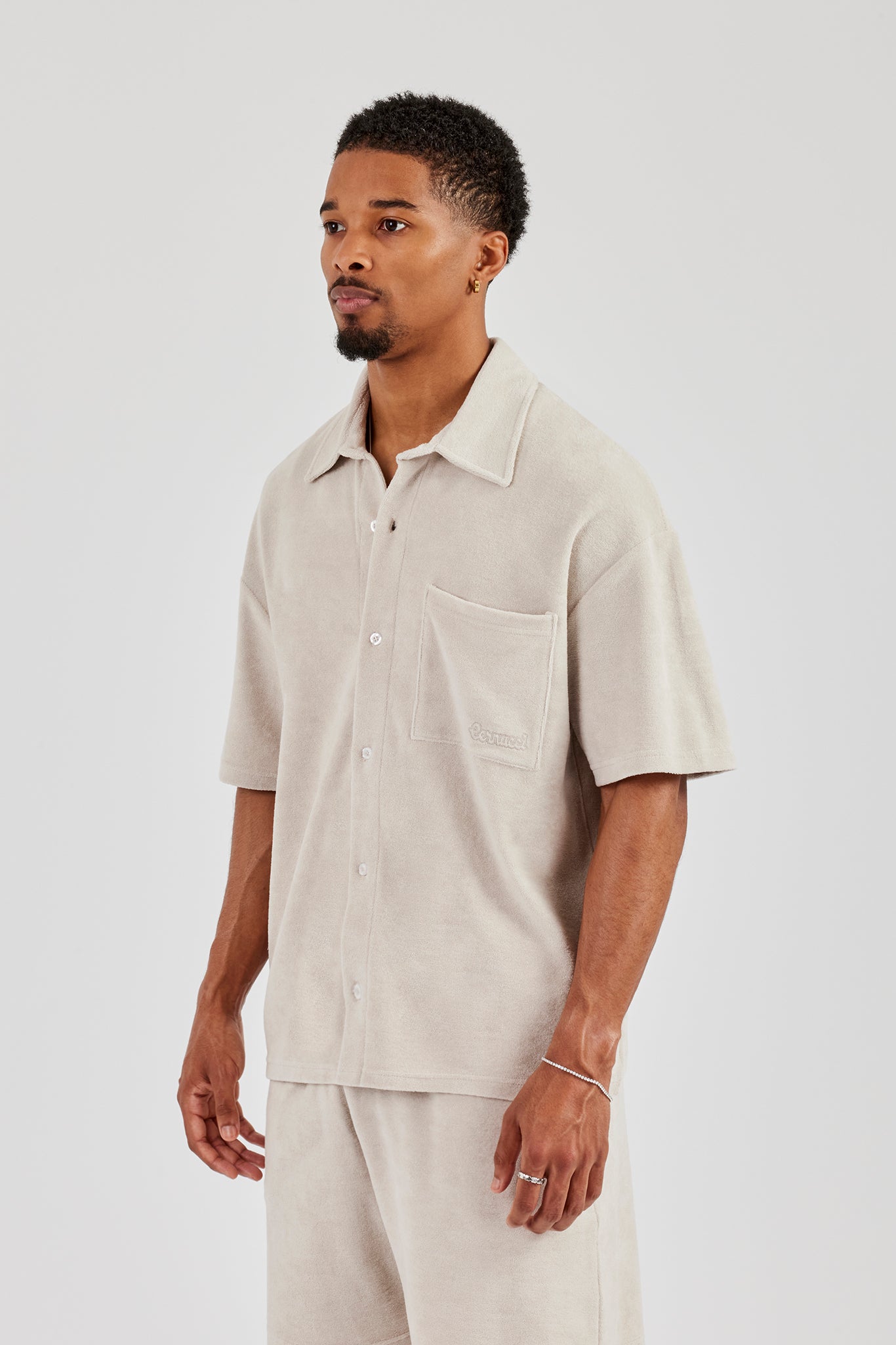 Boxy-Hemd aus Frottee - Beige