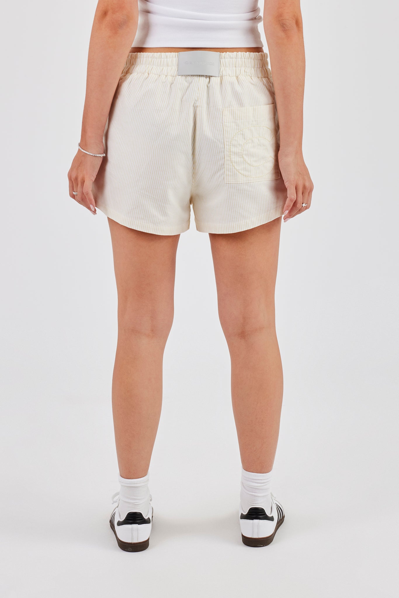 Stripe Button Shorts - Butter Yellow