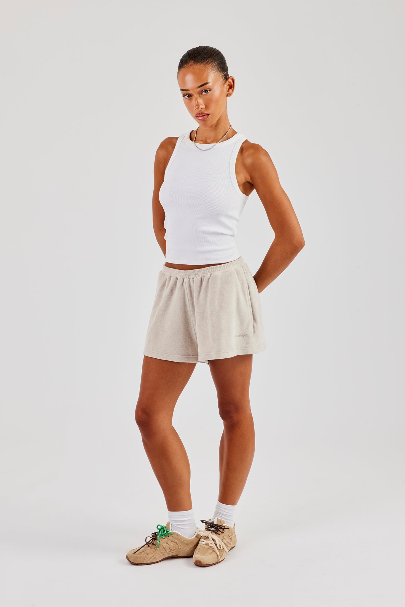 Frottee-Shorts - Beige