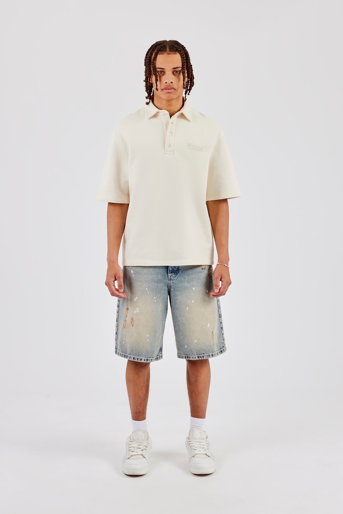 Short Sleeve Rugby Polo Sweatshirt - Off White