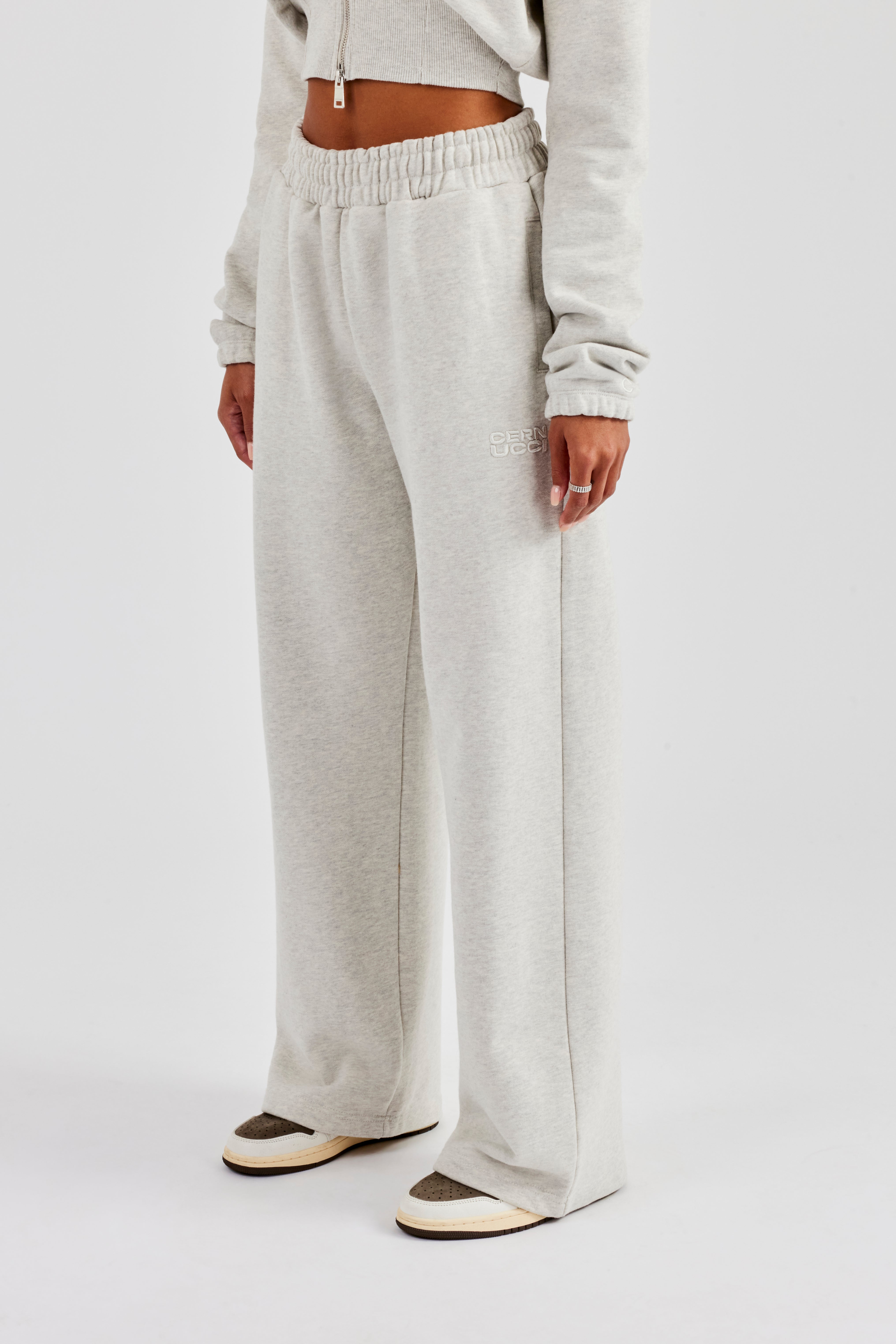 Rib Contrast Fitted Zip Tracksuit - Ash Grey | Womens Sets | Shop