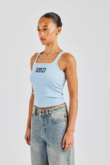 Rib Glitter Applique Vest Top - Baby Blue