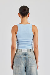 Rib Glitter Applique Vest Top - Baby Blue