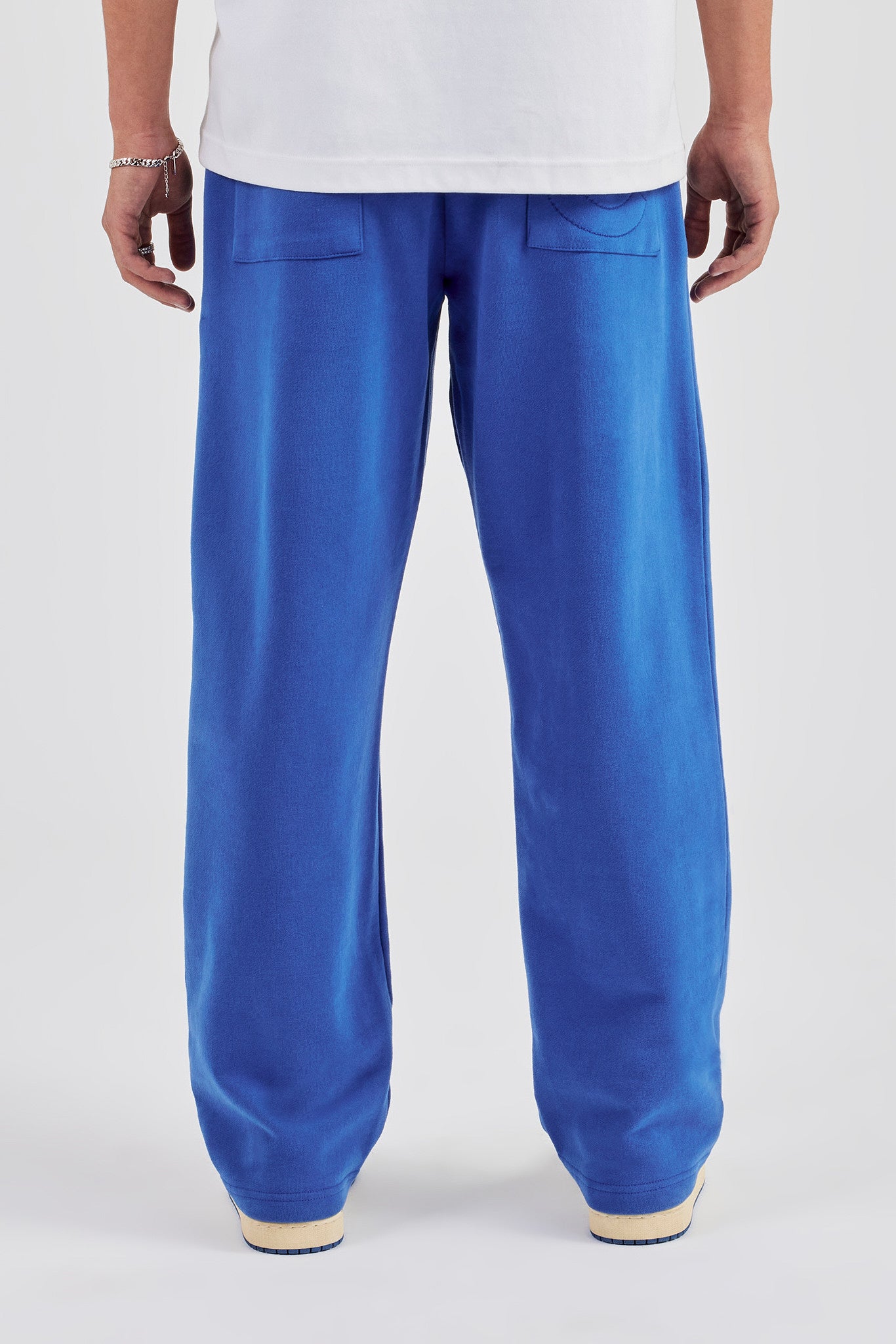 Washed Wide Leg Rhinestone C Jogger - Washed Blue