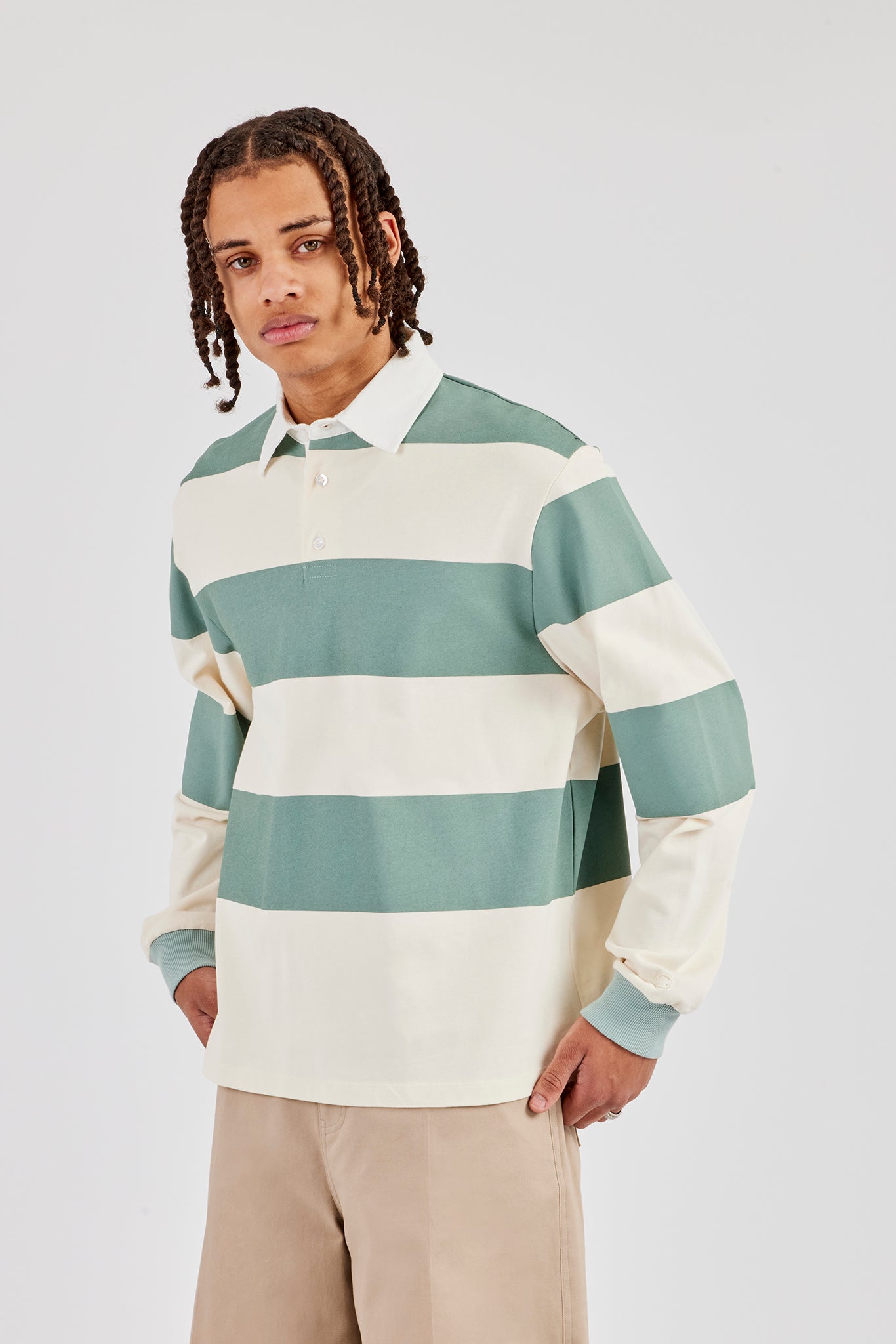 Striped Rugby Polo Top - Green | Mens Tees & Vests | Shop Rugby