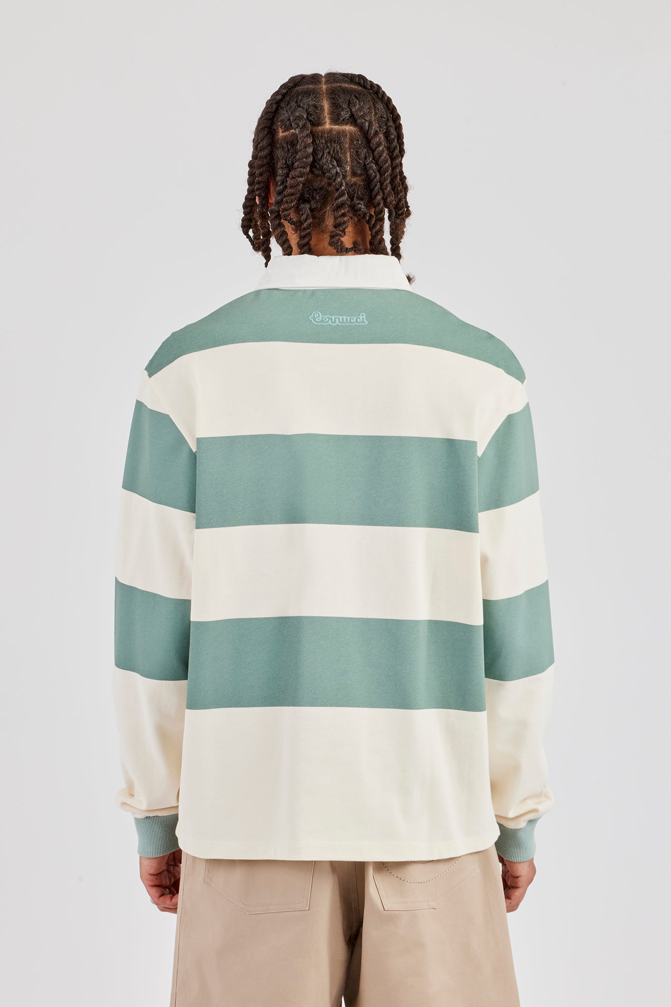 Striped Rugby Polo Top - Green
