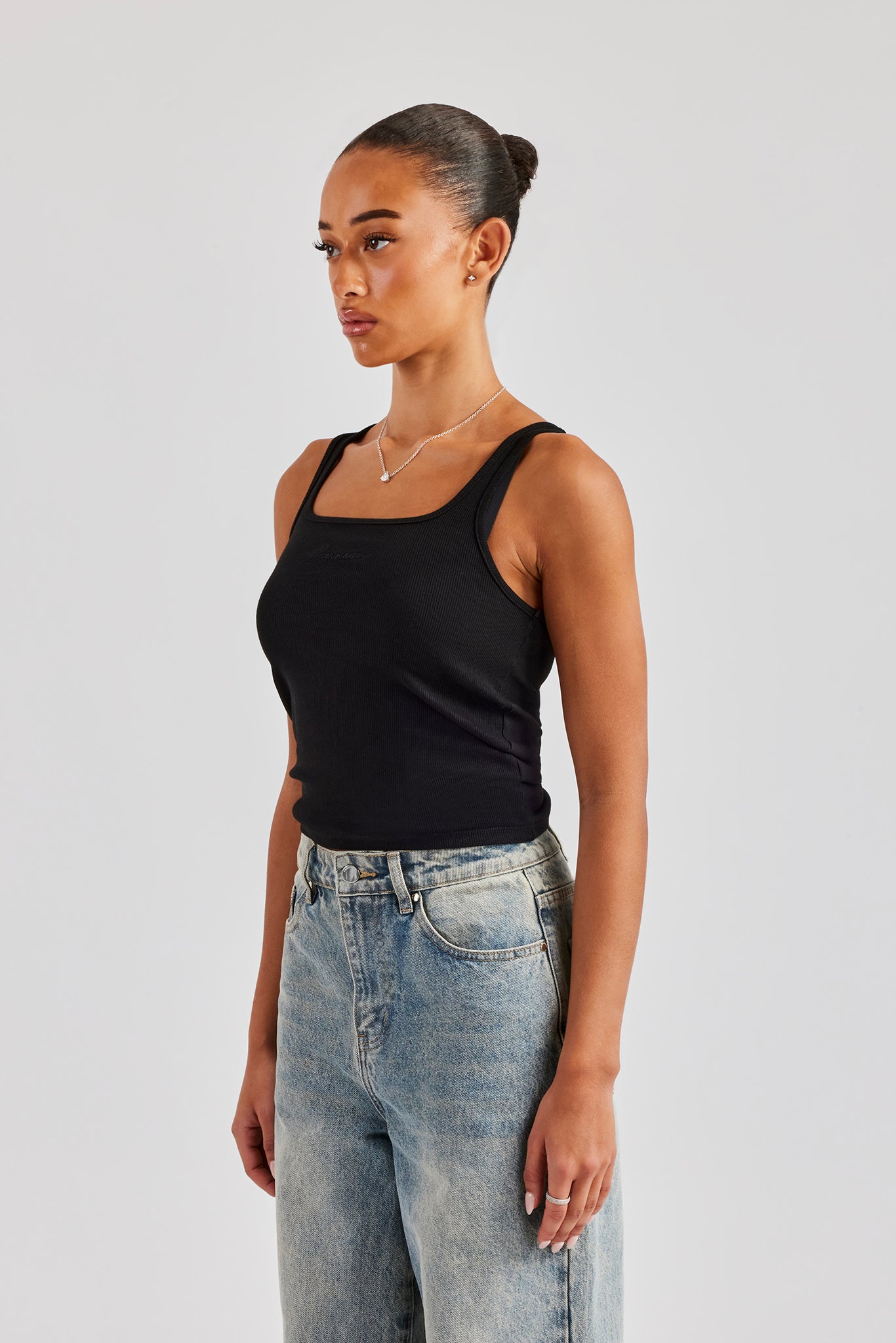 Cernucci Embroidered Vest Top - Black | Womens Tees & Vests | Shop