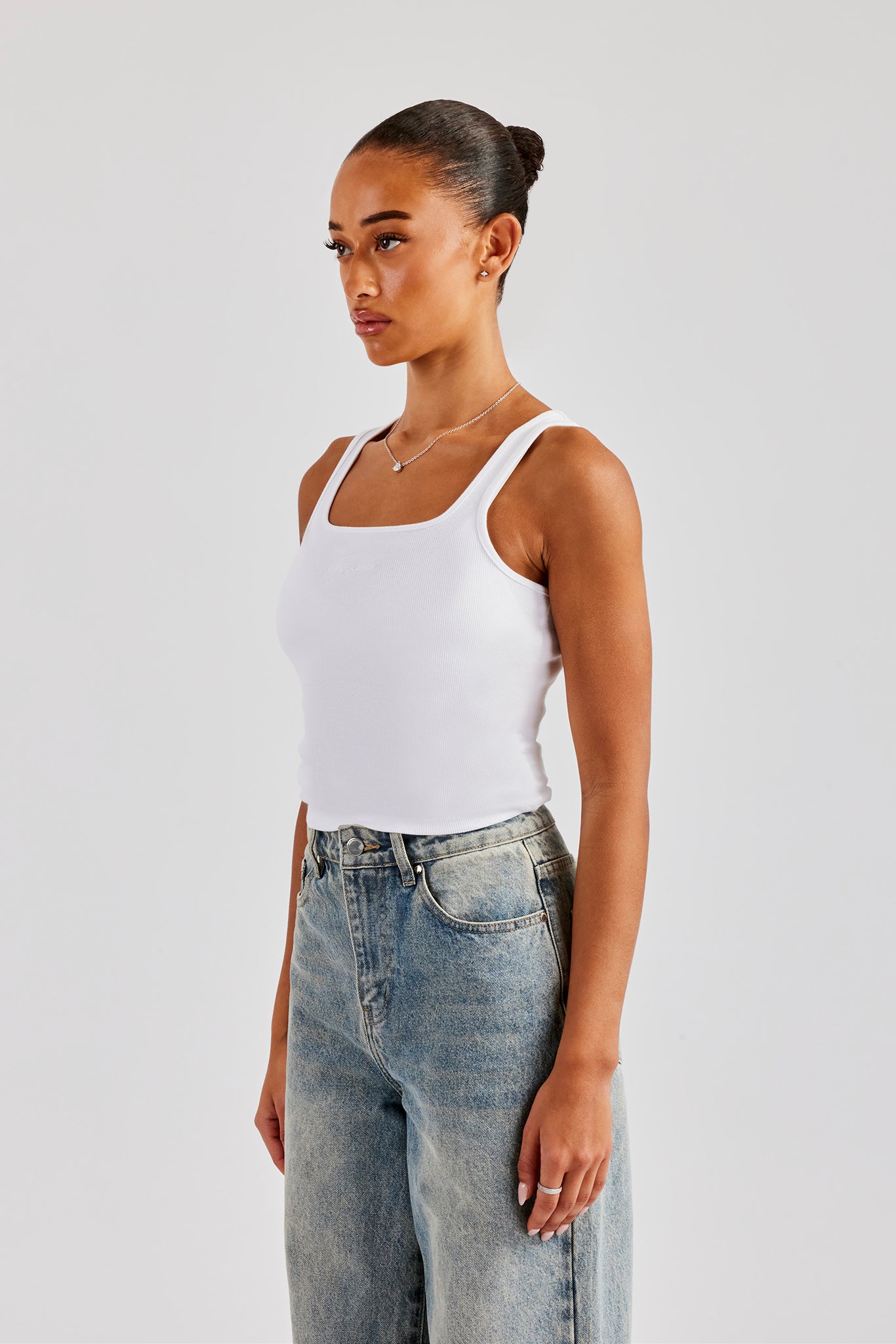 Cernucci Embroidered Vest Top - White | Womens Tees & Vests | Shop
