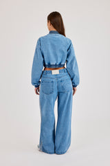 Denim Taping Bomber Jacket & Baggy Jean - Mid Blue