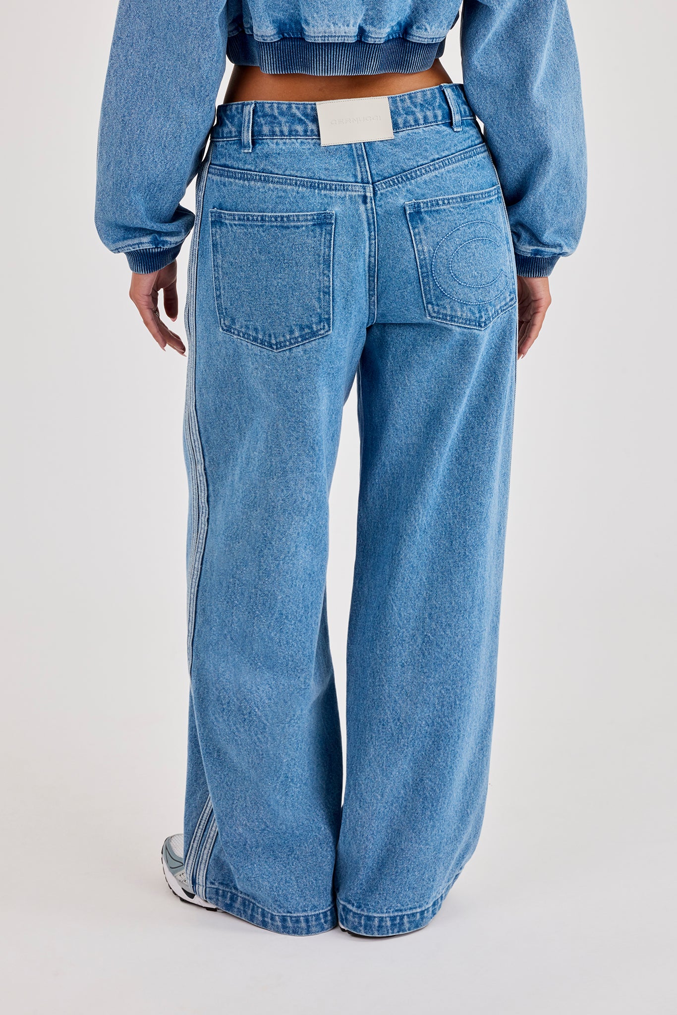Denim Taping Baggy Jean - Mid Blue