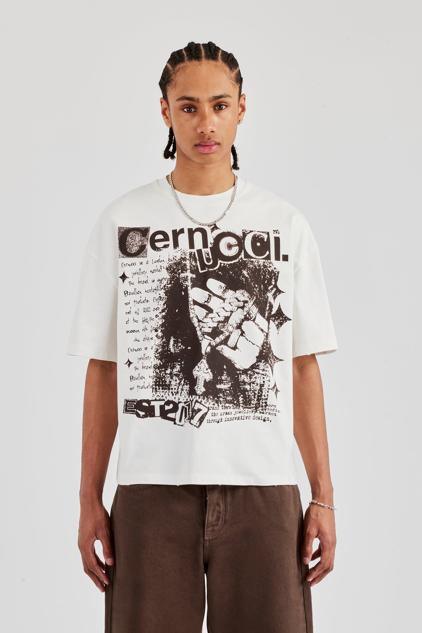 Boxy Kurzarm-T-Shirt - Off White