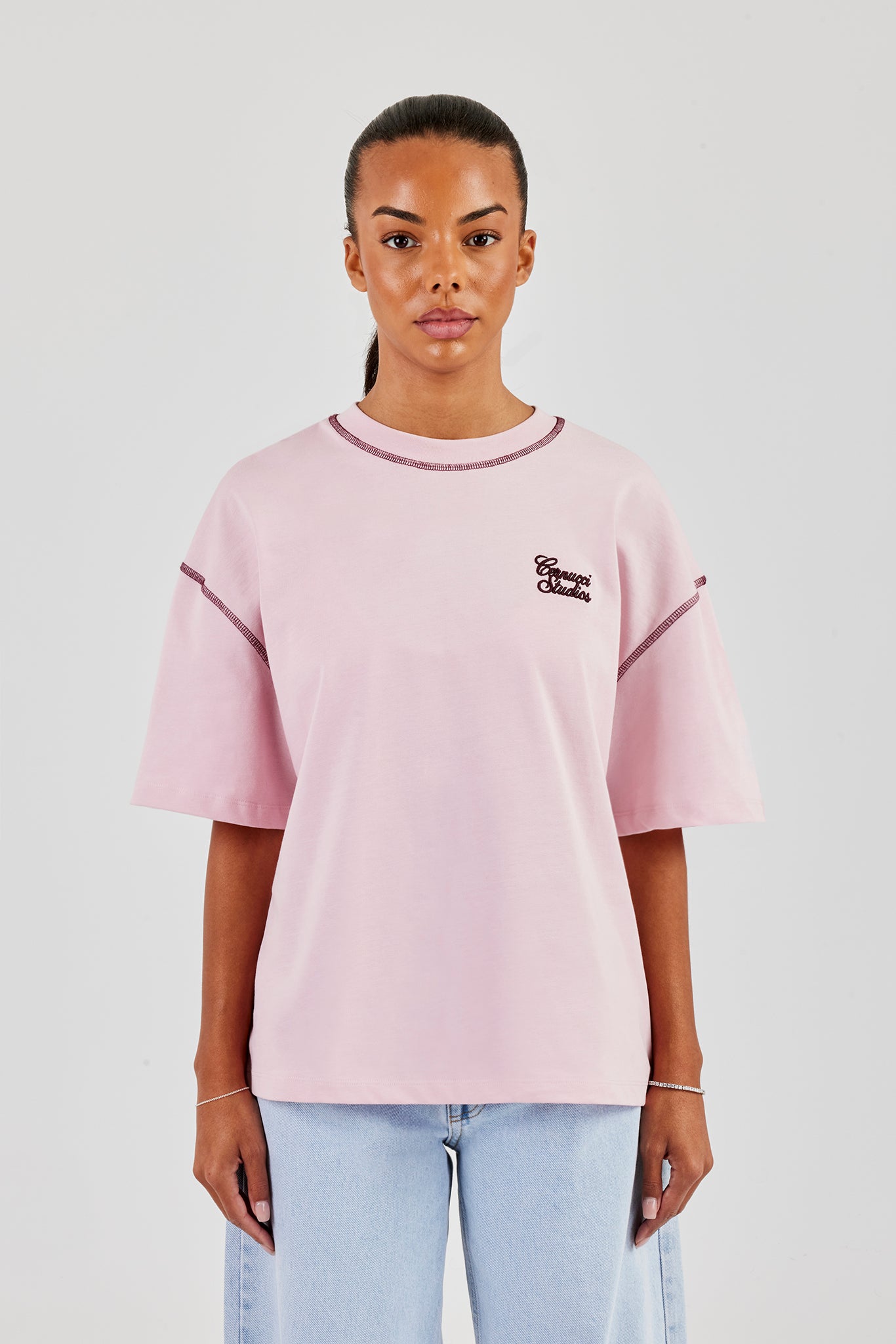 Studios Back Print Oversized T-Shirt - Baby Pink