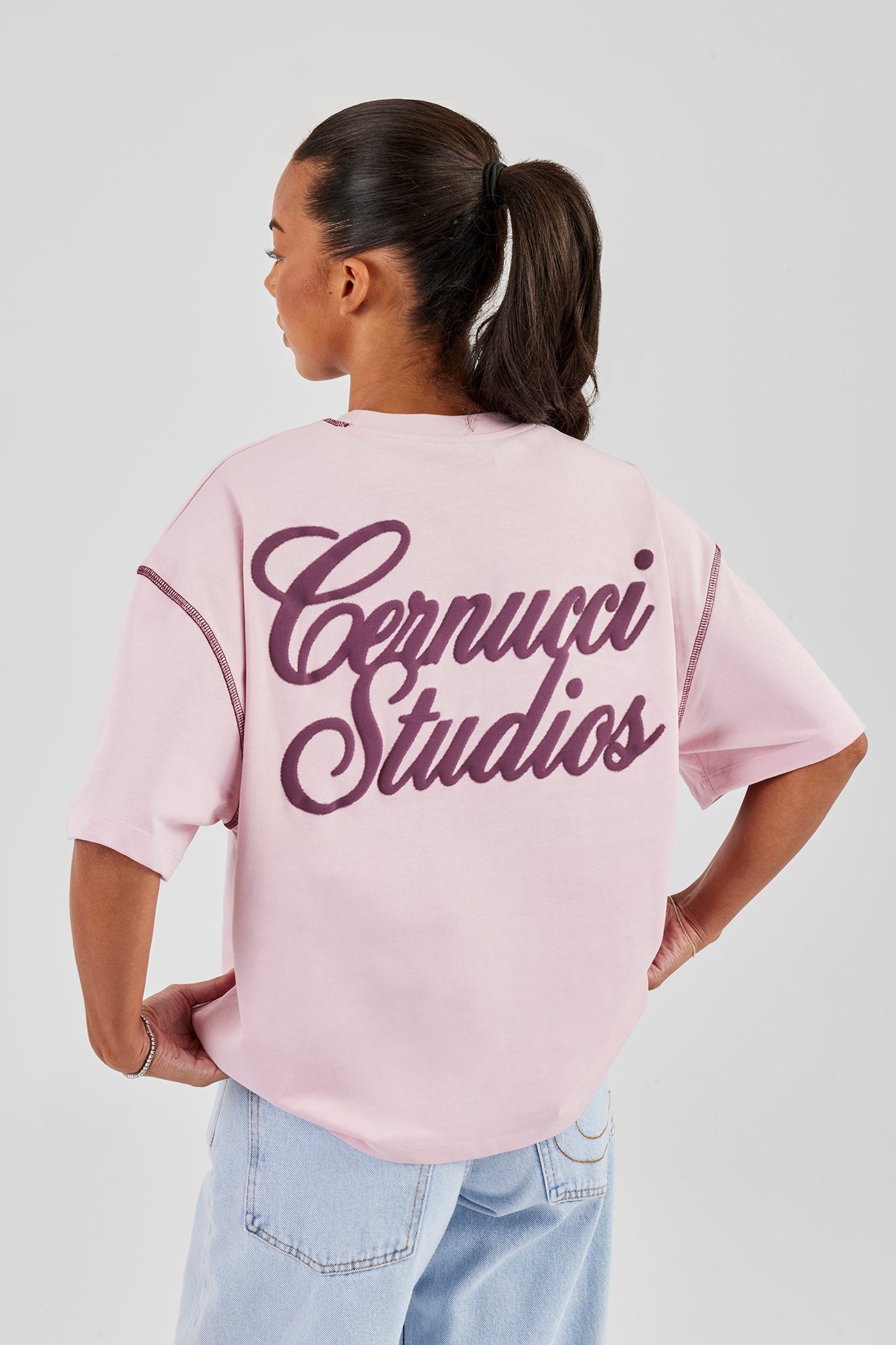 Studios Back Print Oversized T-Shirt - Baby Pink