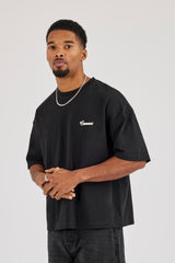 Cernucci Diamonds Embroidered Boxy T-Shirt - Black