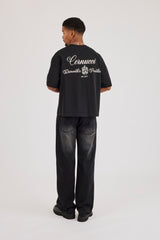 Cernucci Diamonds Embroidered Boxy T-Shirt - Black
