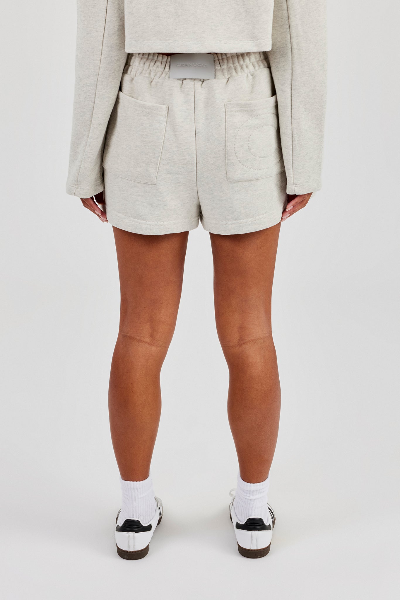 Bestickte Shorts - Aschgrau