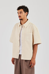 Kastenförmiges Jeanshemd in Ecru