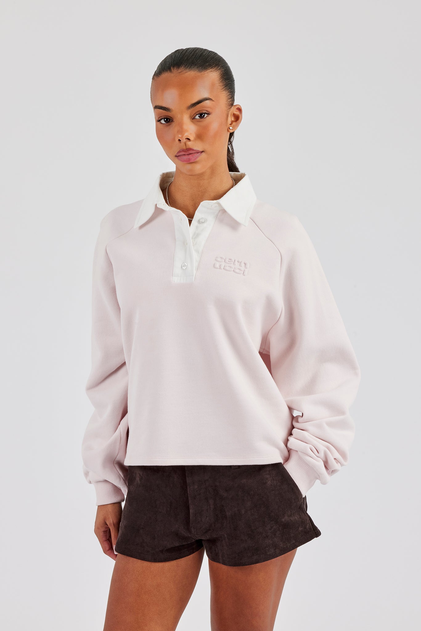 Rugby Polo Sweatshirt - Light Pink | Womens Hoodies & Sweats