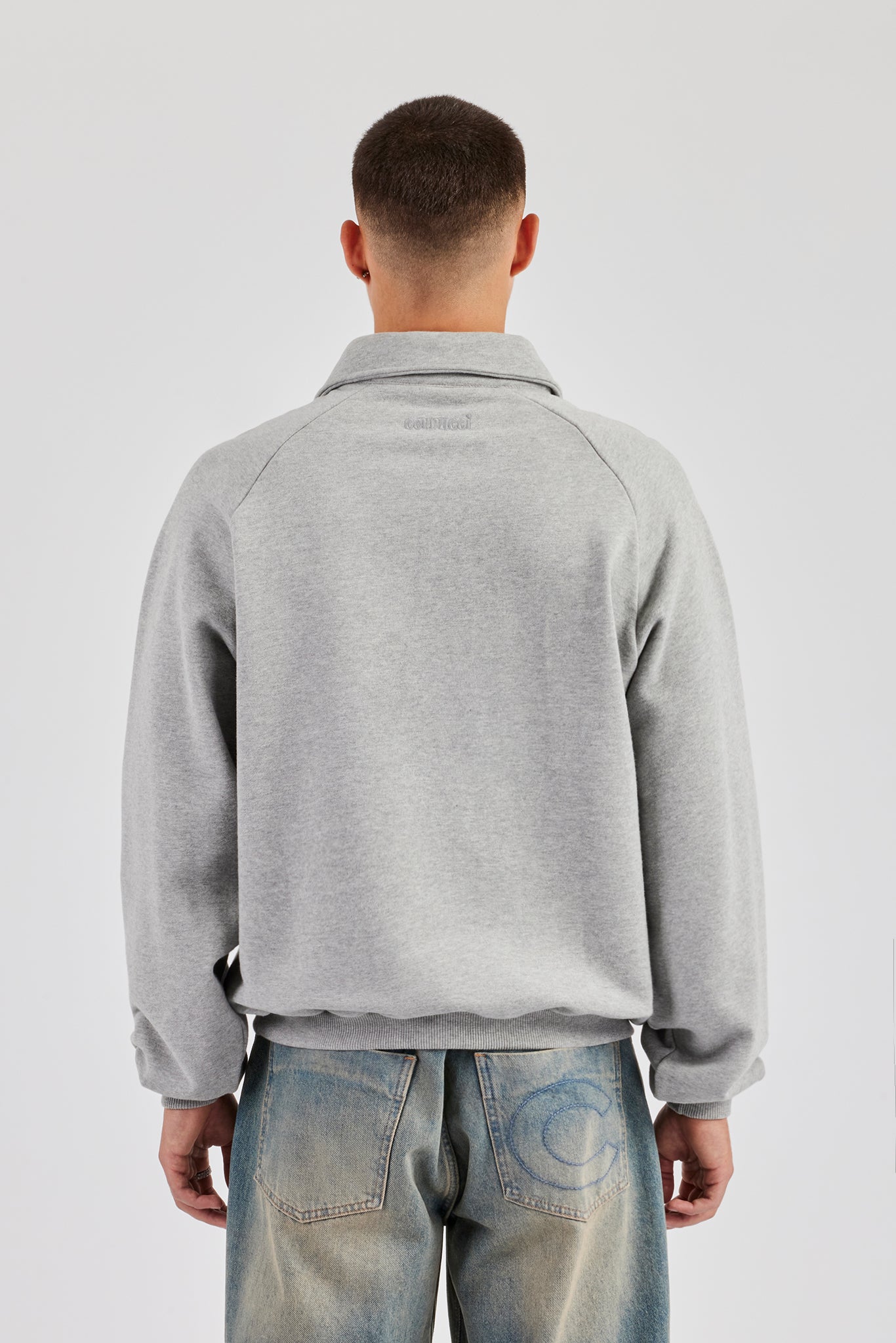 Relaxed Polo Sweatshirt - Grey Marl