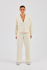 Jersey Boxy Cardigan & Wide Leg Jogger - Butter Yellow