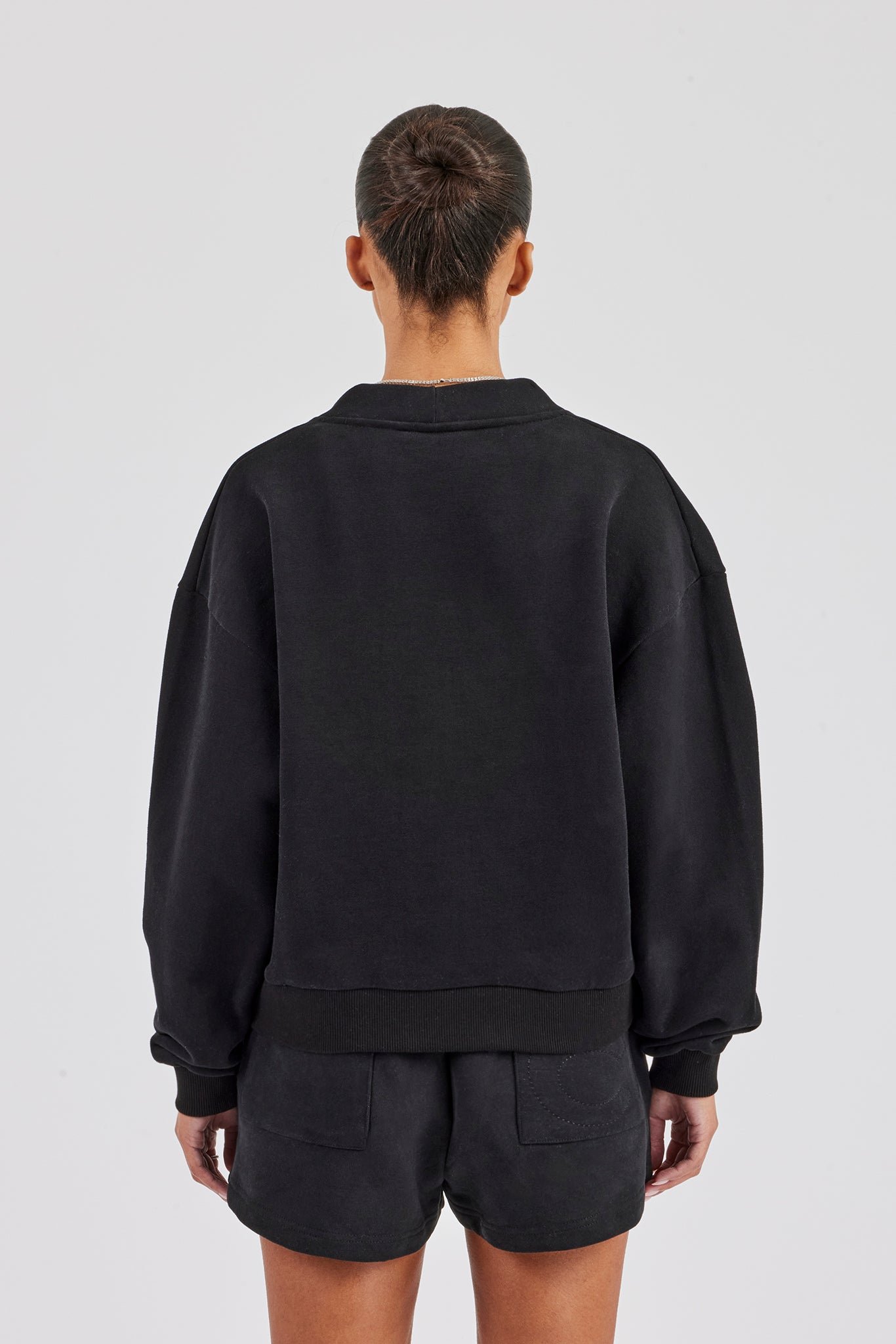 Jersey Boxy Cardigan - Black