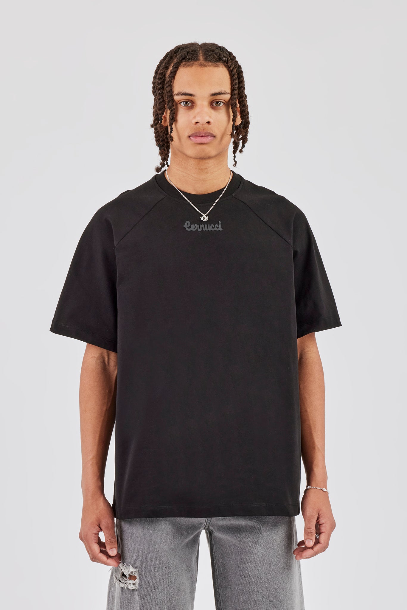 Oversized Raglan Logo T-Shirt - Black