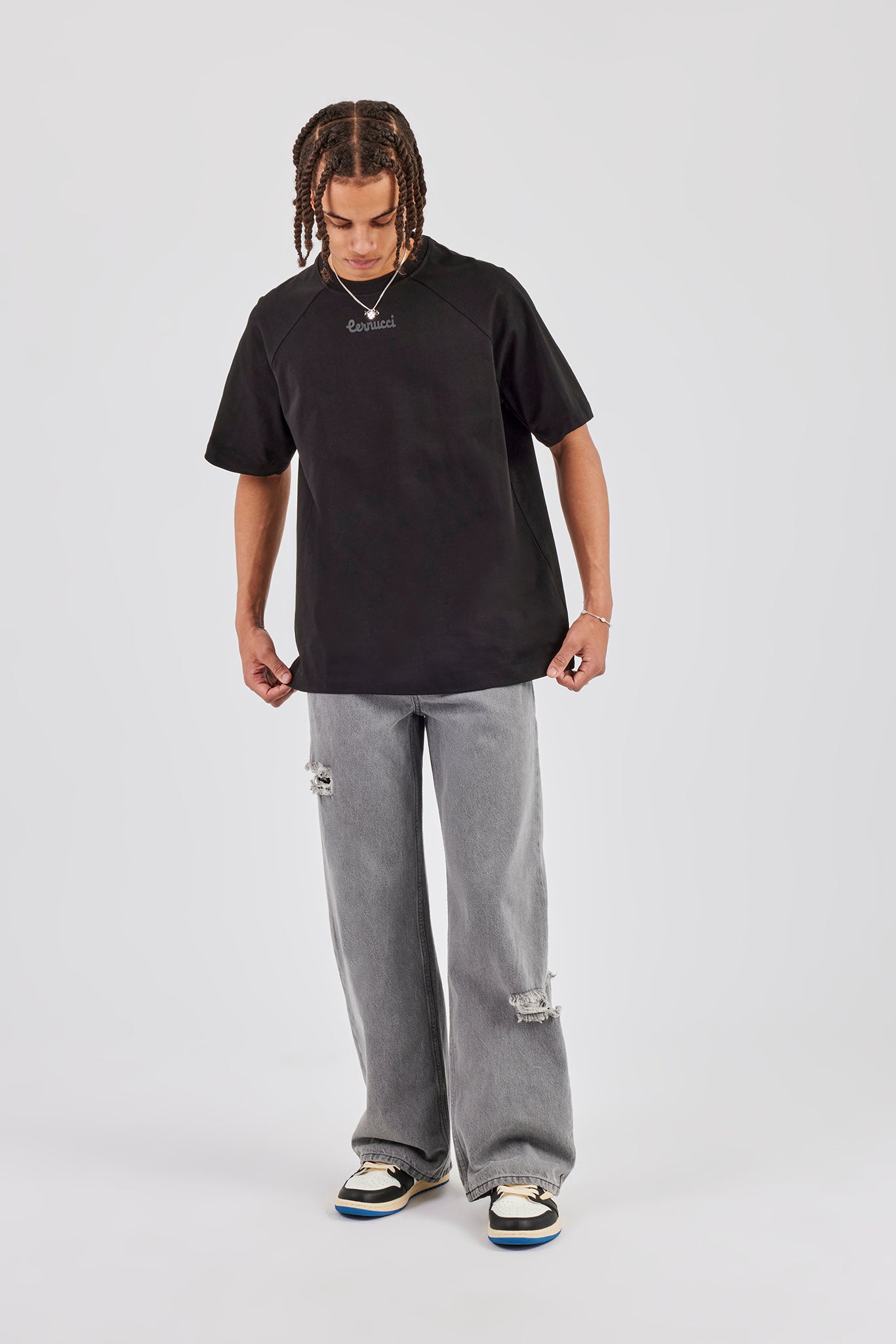 Oversized Raglan Logo T-Shirt - Black