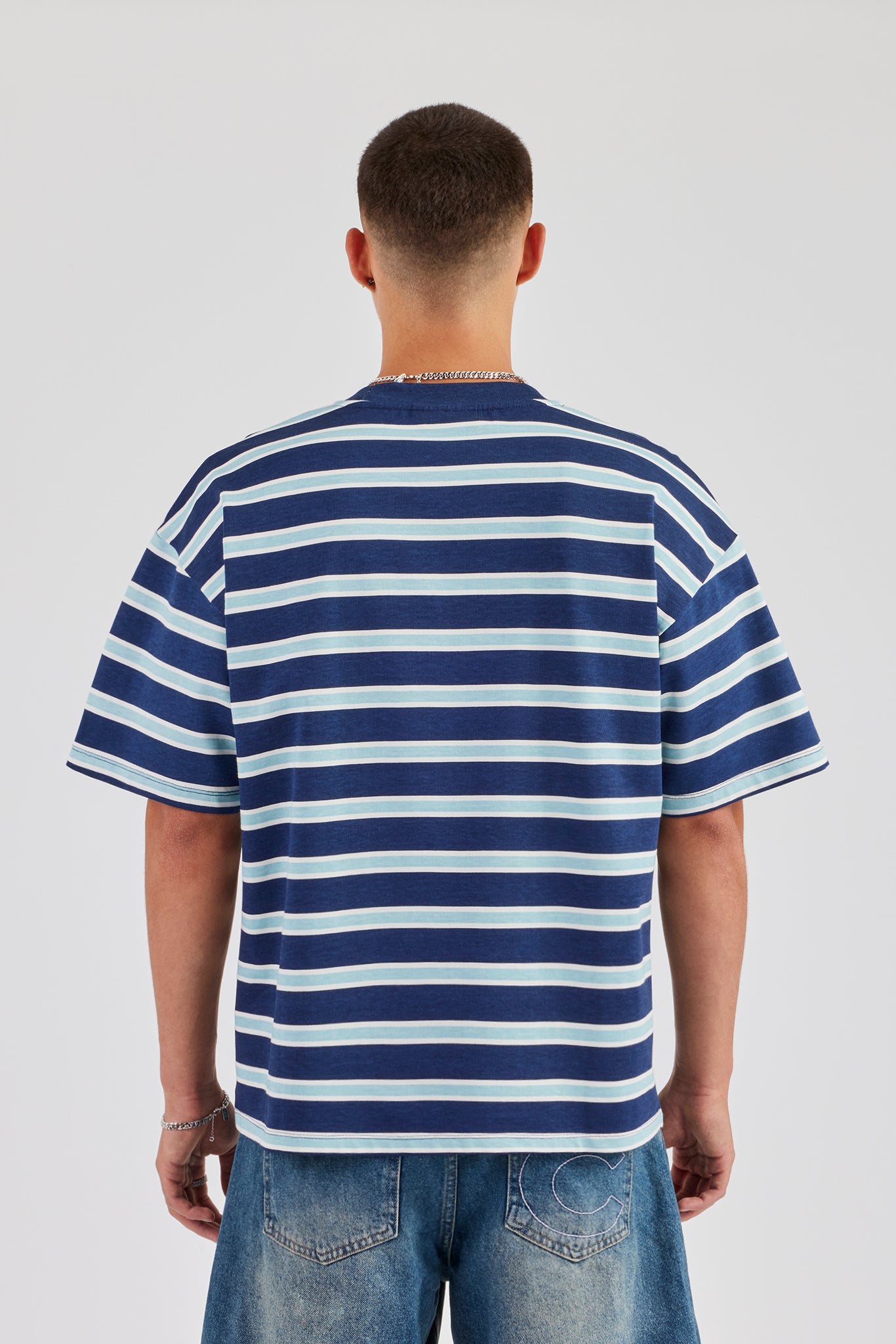 Oversized Stripe T-Shirt - Navy | Mens Tees & Vests | Shop T